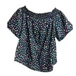 J.Crew Navy Blue Multi Confetti Ratti Happy Cat Print Off the Shoulder Top 8 Photo 6