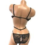 Victoria's Secret  Sexy Black Lace Rhinestone Teddy Bodysuit Shine Strap Logo Photo 1