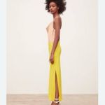ZARA  Satin Yellow & Nude Color Block Slip Camisole Midi Dress XS 741 Photo 4