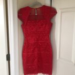 Bebe  red lace mesh bandage bodycon dress Photo 5