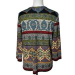 Napa Valley Ethnic Print Top Women Size M Tribal Colorful Stretch Blouse‎ Artsy Blue Size M Photo 2