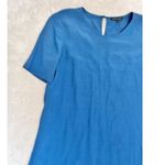 Eileen Fisher Tencel Viscose Crepe Shift Dress Short Sleeve Small Blue Photo 3