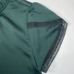 J.Crew  Tulip Sleeve Ruffleneck Blouse Lace Silky Shine Festive Green Size XXS Photo 4