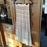 Anthropologie Sleeping on Snow Crochet Maxi Skirt Cream and Red lining Small Photo 1