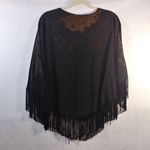 Studio West  Apparel Black Tie Dye Boho Popover Shawl Fringe Size XL Photo 4