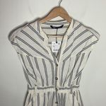 ZARA  nubby textured cotton blend buttoned striped romper in ecru size XS Photo 3