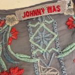 Johnny Was Embroidered Tunic Dress Gray Floral V Neck Short Sleeve Women XL Photo 12