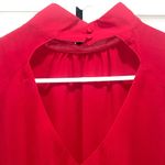 1. State New  top red long sleeved blouse button mock neck open back sheer bodice Photo 6