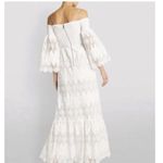 Alice + Olivia Roseline White Lace Eyelet Maxi Dress Size Small Wedding Smocked Photo 3