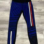 Athleta Black with Red, White & Blue Stripes Cropped Leggings Size XS Photo 0