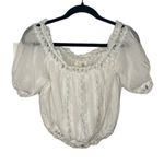 Elan Crochet Off or On The Shoulder Crop Top White coquette Cottage Core sz. XL Photo 2