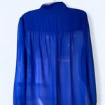 French Connection  Blue chiffon blouse with tie neck #blouse S Photo 1