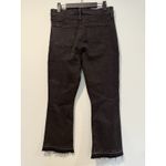 Loft  Cropped Jeans Womens 29" Black Raw Hem Flare High Rise Stretch Punk Grunge Photo 1