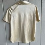 Adam Lippes  Silk Tie Neck Blouse Button Down Short Sleeves Butter Yellow Size S Photo 4