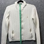 Ralph Lauren Lauren  White Cable Knit Full‎ Zip Cardigan Jacket Cotton Logo Photo 5