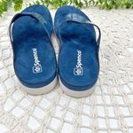 Spenco Hampton Patent Leather Thong Sandals Navy Blue Sz 6 Photo 3