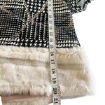 Katharine Kidd Black Tweed Houndstooth Plaid Faux Fur Trim Top Women’s Size 6 Photo 9