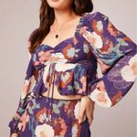 Band Of The Free New  Floral Print Long Sleeve Crop Blouse Purple Size Small Photo 1