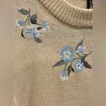 H&M Cream Crew Neck Sweater with Floral Embroidery Photo 2