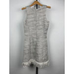 AQUA Gray White Tweed Sleeveless Fringe Hem Fit & Flare Dress Size S Photo 5
