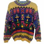 Vintage Laevis Japan Wool Knit Sweater Bold 80s/90s Geometric Pattern Size Large Yellow Photo 0