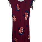 Maurice's Dark Red Rosy Floral Print Off The Shoulder Shift Dress Photo 6