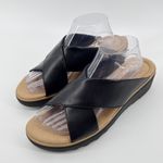 Clarks Jillian Gem Wedge Sandal Black Leather Criss Cross Slip On Unworn SZ 11 Photo 0
