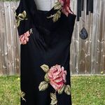 Silky Black Pink Floral Mini Dress S Photo 2