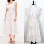 Ann Taylor NEW Victoria Ruffle Midi Dress Size 8 Cutout Back Shimmer Stripe Photo 10