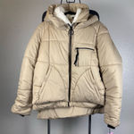 Avec Les Filles  Tan Hooded Puffer Jacket with Sherpa Lining Photo 0