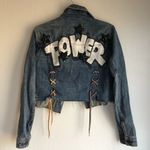 Desigual -  cropped denim jacket embellishments power spellout Photo 3