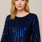 Vintage Blue Sequin Top IRIS Brand Cocktail Evening Size XL Photo 0