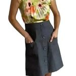 Anthropologie Tabitha Zoya Watercolor Dress Silk Top Cotton Skirt Size 0 XXS Gray Photo 0