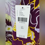 Maeve Anthropologie Purple and Yellow Floral Flutter Sleeve Cinched Top Photo 8