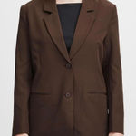 ICHI NWT Java Brown IHKATE SUS Oversized Button Loose Fit Blazer Medium Photo 0