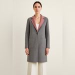Ecru  Wool Reversible Coat Small Gray Pink Collar Chic Minimalist Winter Classic Photo 2