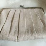 STILA Pleated Shiny Linen Glam Clutch Purse Gold Photo 1