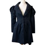 Ariella Black Collared Puff Sleeve Trench Coat Jacket Size L Photo 1