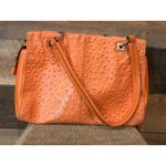 Antonio Melani Antonio Melani "Blair" Faux Ostrich Leather Orange Shoulder Bag Photo 1