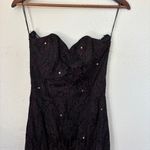 Vintage Black Lace Rhinestone Embellished Mermaid Style Strapless Formal Dress Size 10 Photo 4