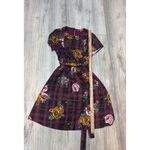 Modcloth  Joyful Poise‎ Floral Plaid Belted Dress Women's Size S Photo 6