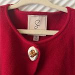 Sioni Red Cardigan with Gold Button Photo 4