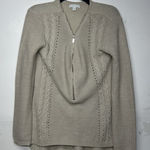 Women's Beige Zip Cable Knit Sweater Size S The New York Company Long Sleeve Photo 0