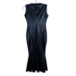 Norma Kamali  Black Foil Sleeveless Fishtail Midi Dress Sz S Photo 6