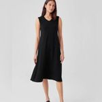 Eileen Fisher Stretch Jersey Knit V-Neck Tank Midi Dress Medium Black Photo 1