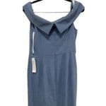 NWT Dessy Collection V Neck Off The Shoulder Trumpet Gown Dress 14 Larkspur Blue Photo 9