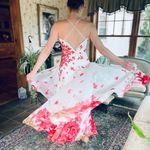 Floral chiffon beaded prom dress Red Size 2 Photo 1