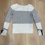 Banana Republic  Cream and Navy Striped Sweater Merino Wool Photo 4