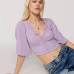 Urban Outfitters Outfiiters Ramsey Lace-Trim Blouse NWT Size S - Lilac Photo 0