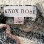 Knox Rose  Cream Pink Blue Knit Short Sleeve Fringe Cardigan Women's Size Large Photo 2